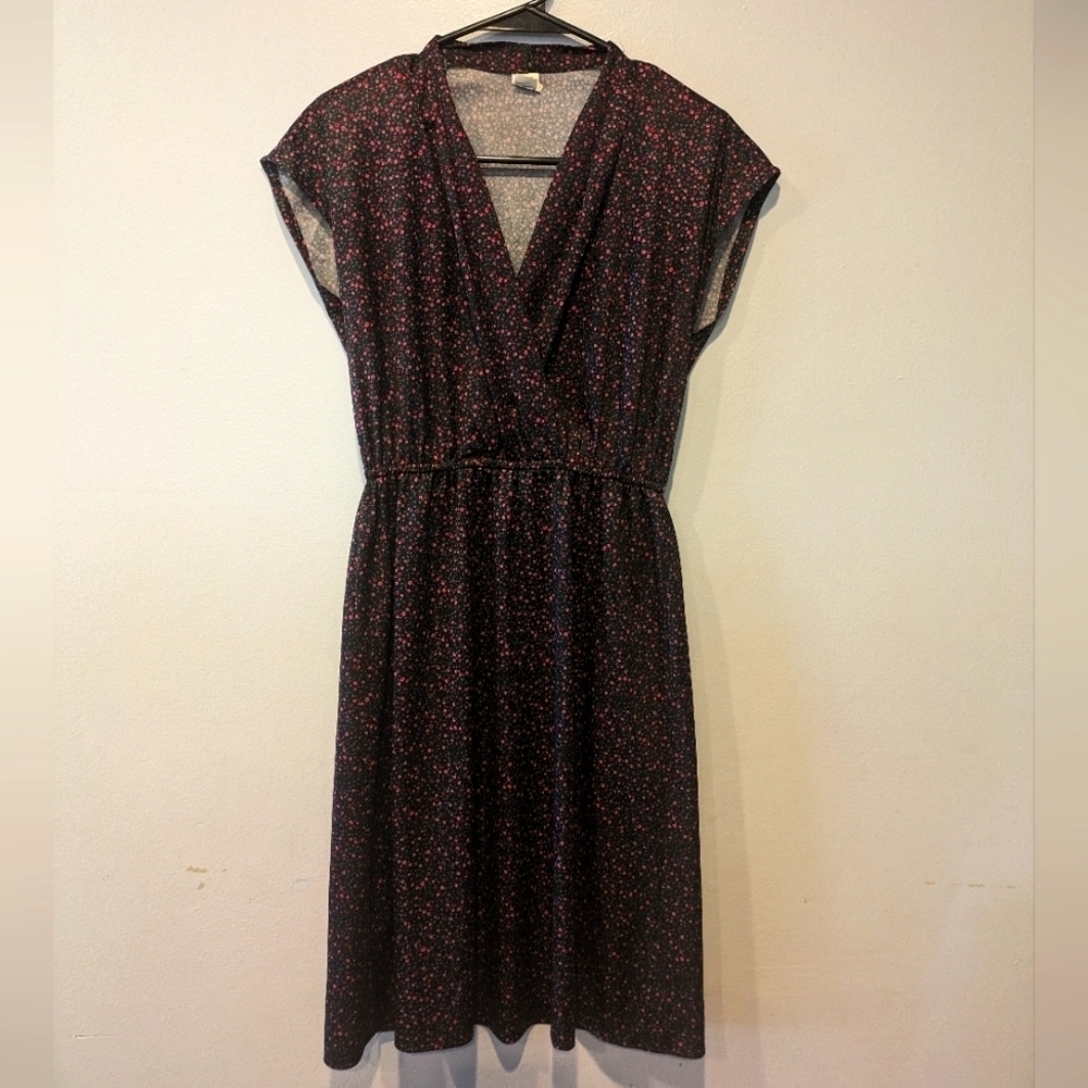 Vintage 80s Floral Midi Dress ILGWU Union Made USA Boho Cottagecore Size 8 - Picture 2 of 9